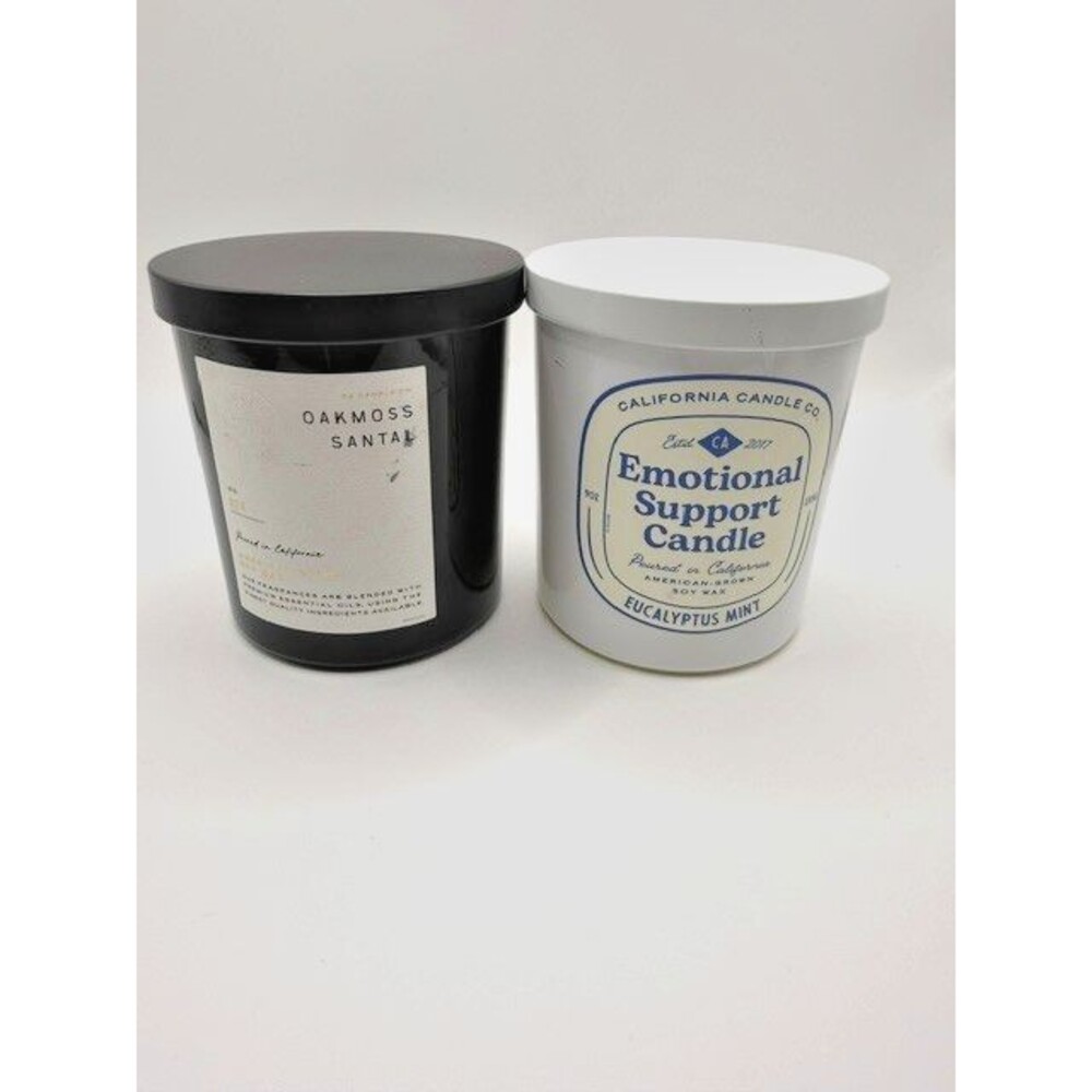 Leoben Company Candle Lot Oakmoss Santa Fe & Eucalyptus Mint 2 Jar Candles